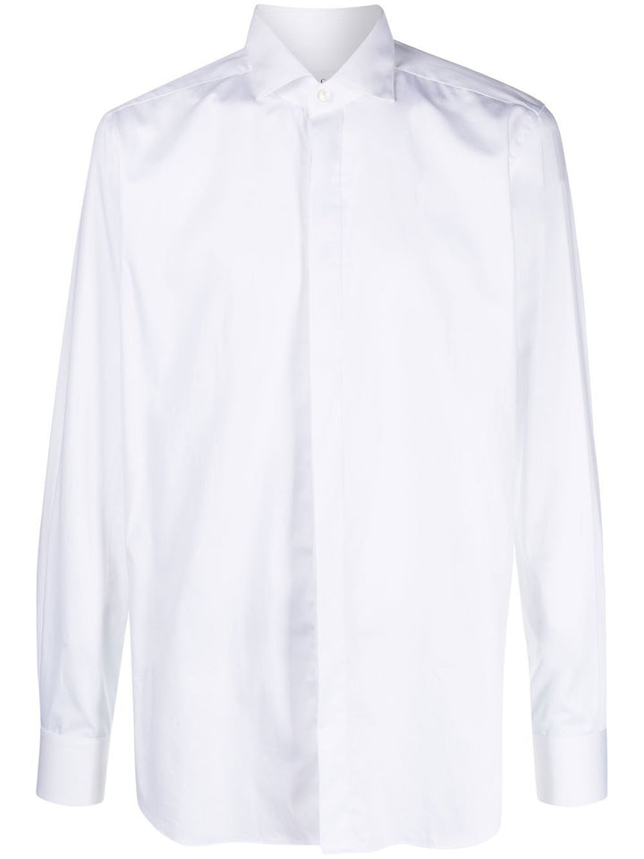 Camicia bianca a maniche lunghe in cotone 