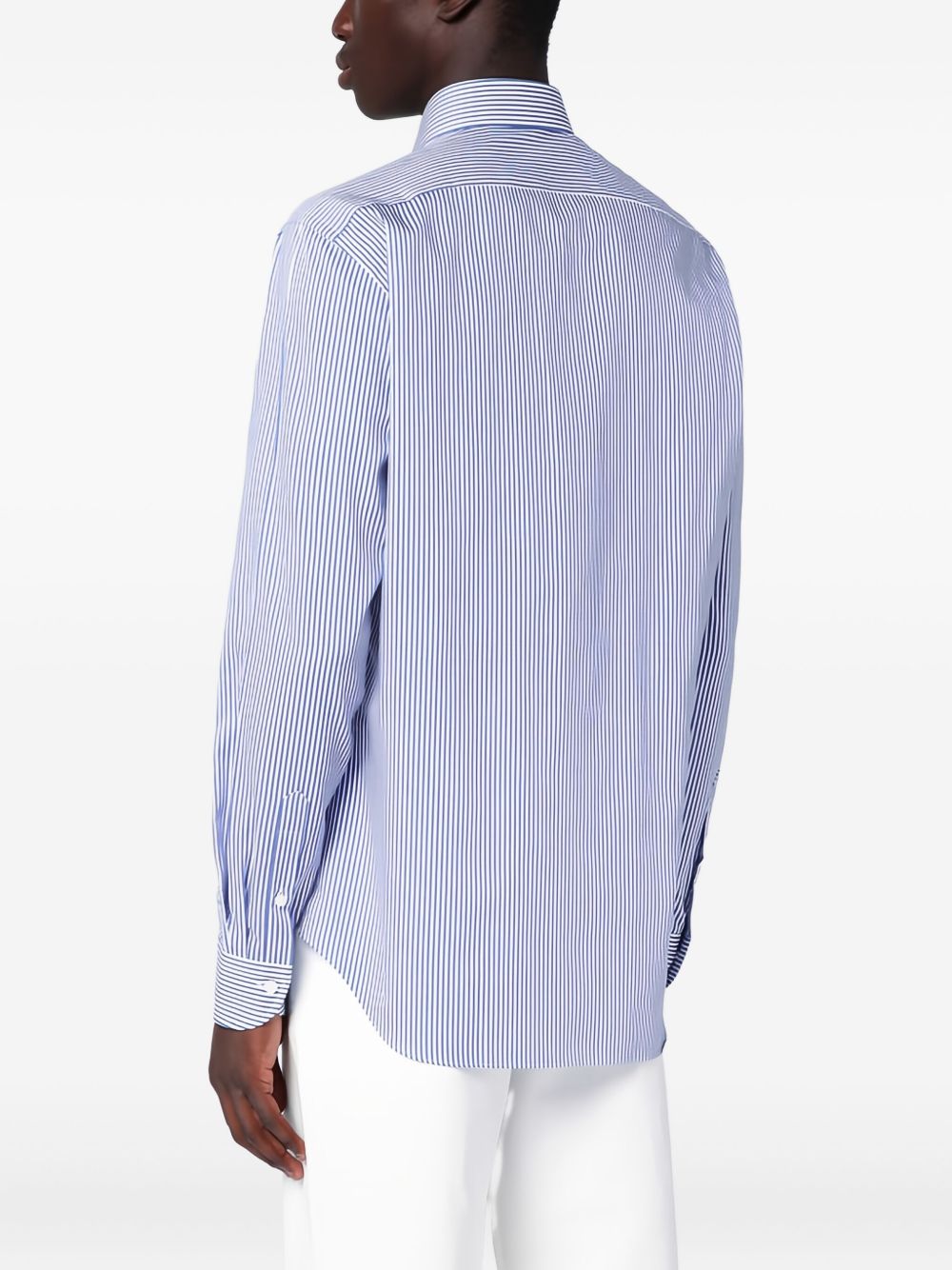 Camicia a righe azzurra in cotone 