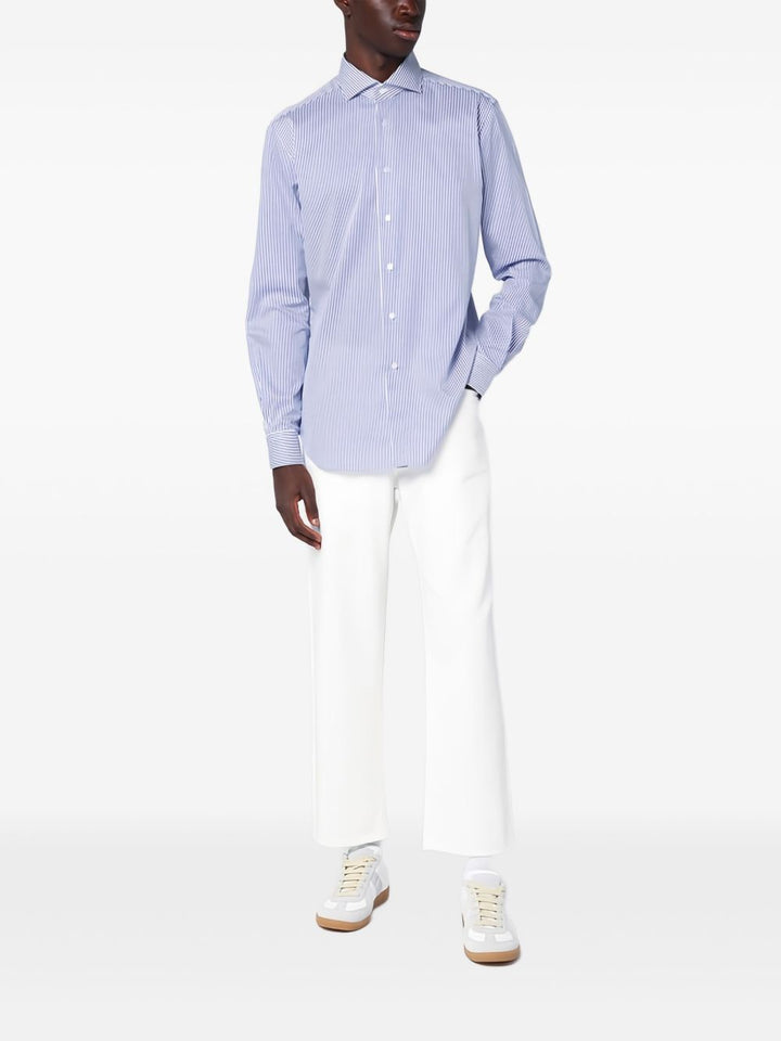 Camicia a righe azzurra in cotone 