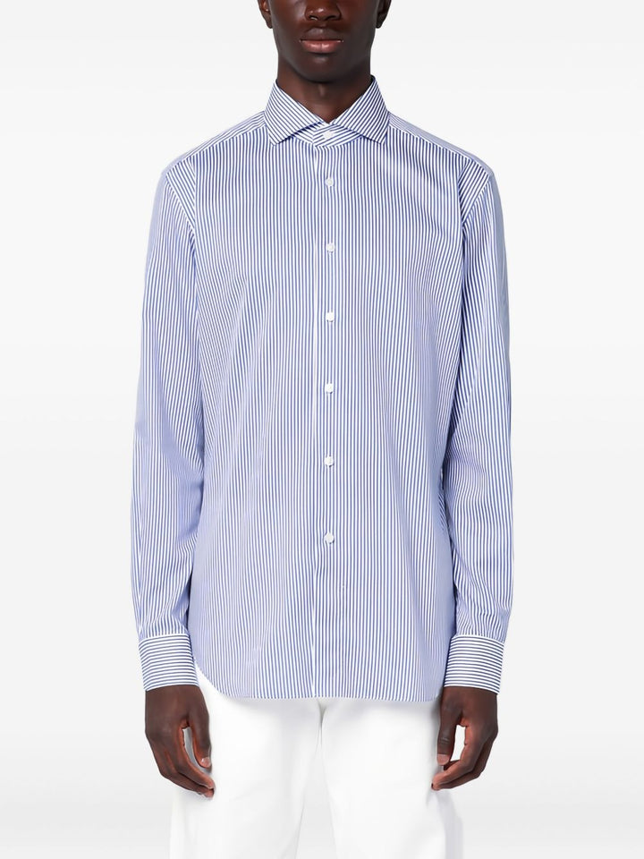 Camicia a righe azzurra in cotone 