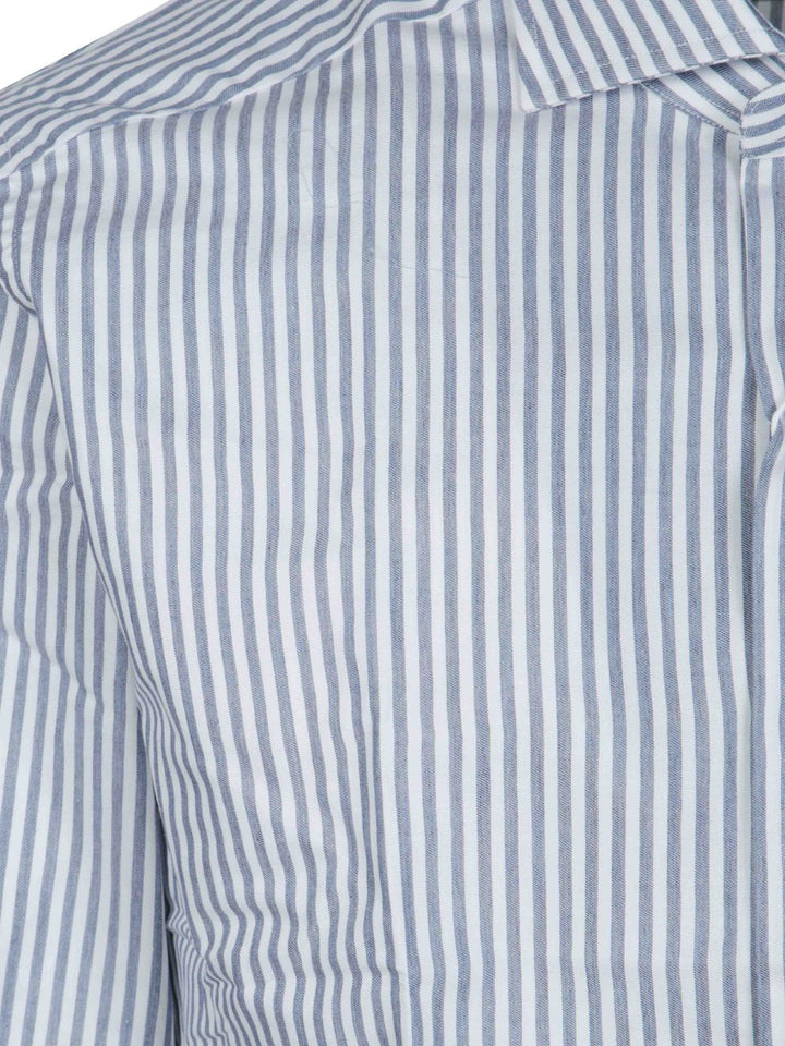 Camicia a righe bianca e blu in tessuto 