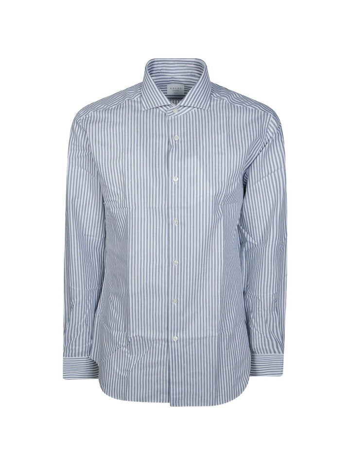 Camicia a righe bianca e blu in tessuto 