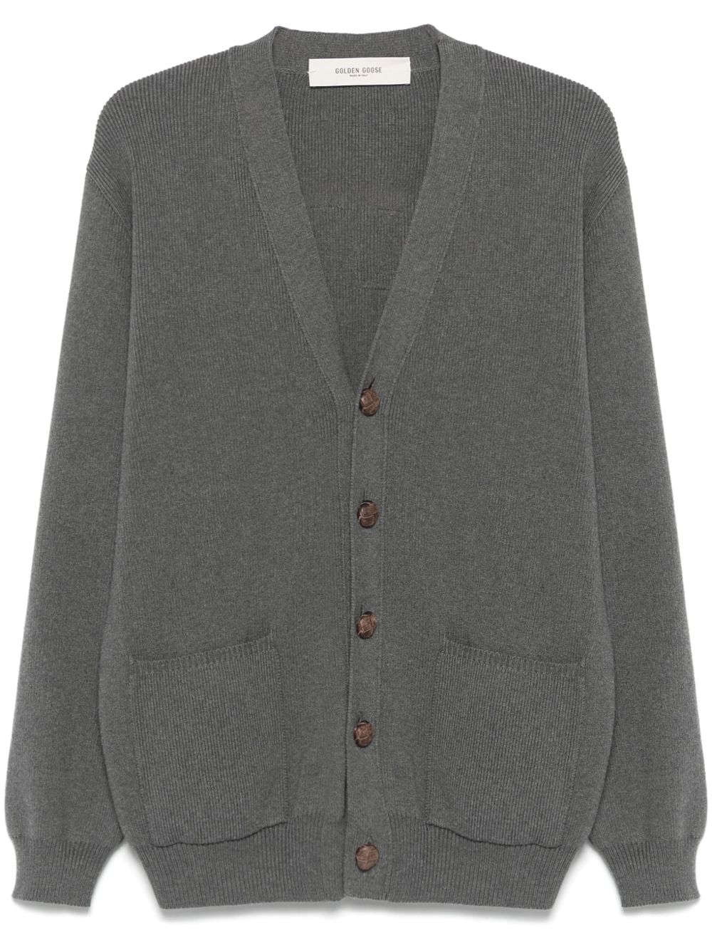 Cardigan grigio melange Golden Goose con applicazione 