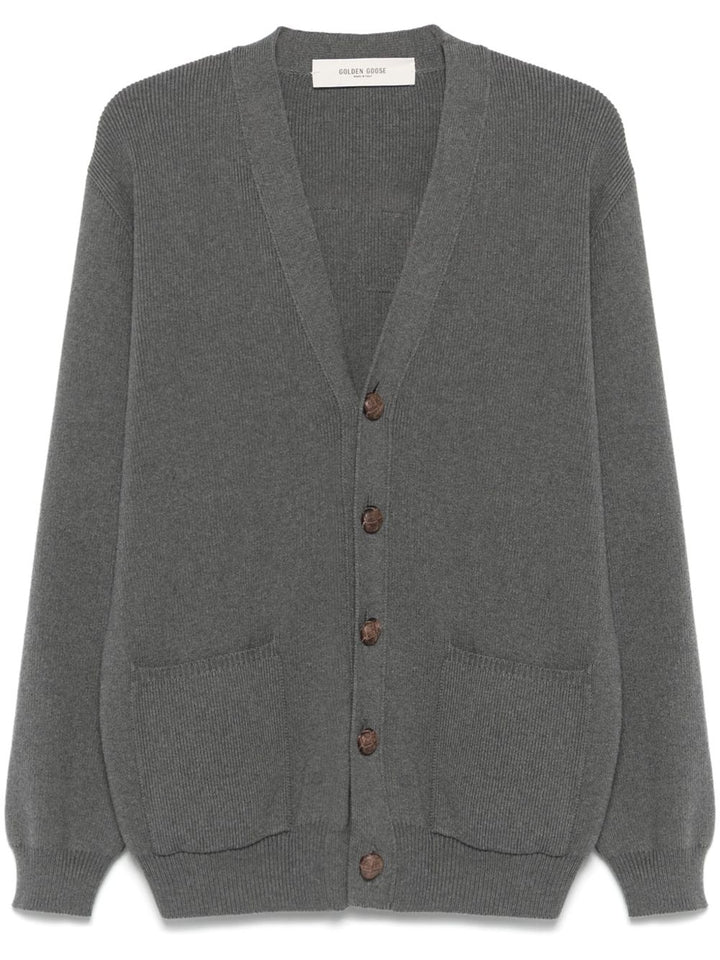Cardigan grigio melange Golden Goose con applicazione 