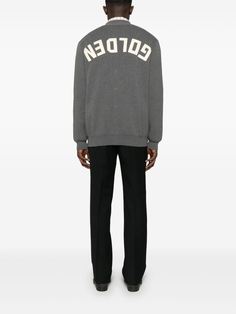 Cardigan grigio melange Golden Goose con applicazione 