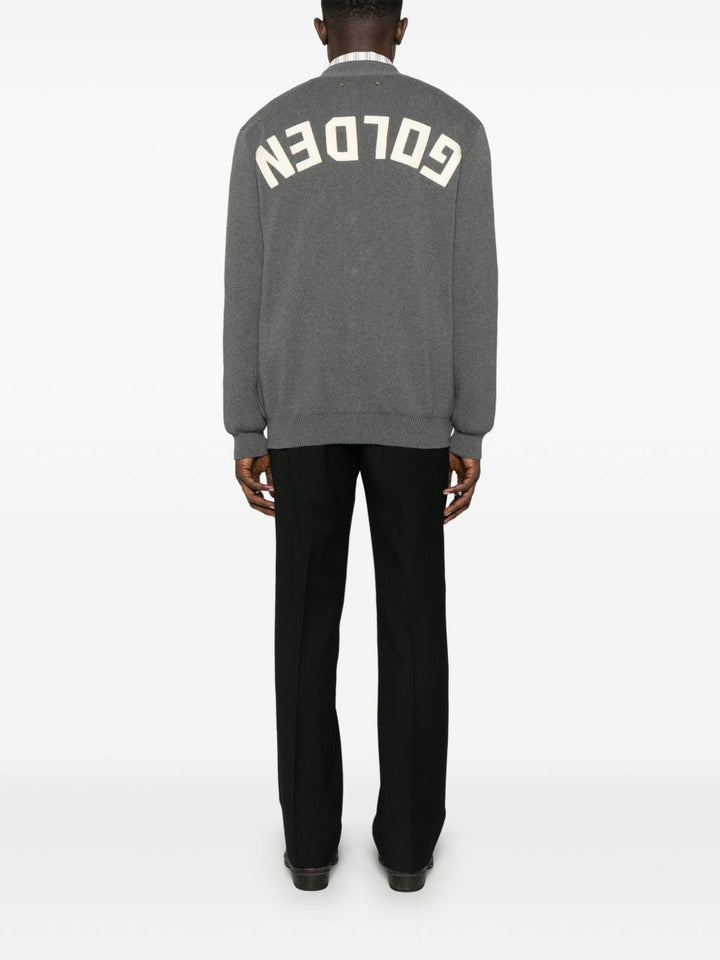 Cardigan grigio melange Golden Goose con applicazione 