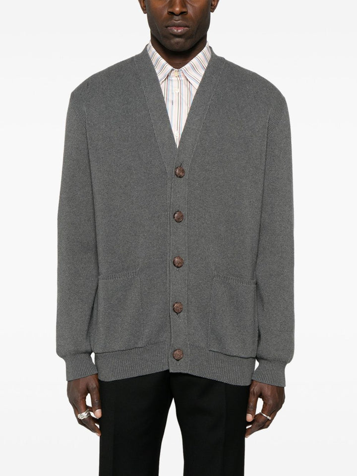 Cardigan grigio melange Golden Goose con applicazione 