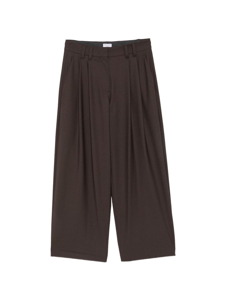 Pantaloni a gamba ampia con pieghe 