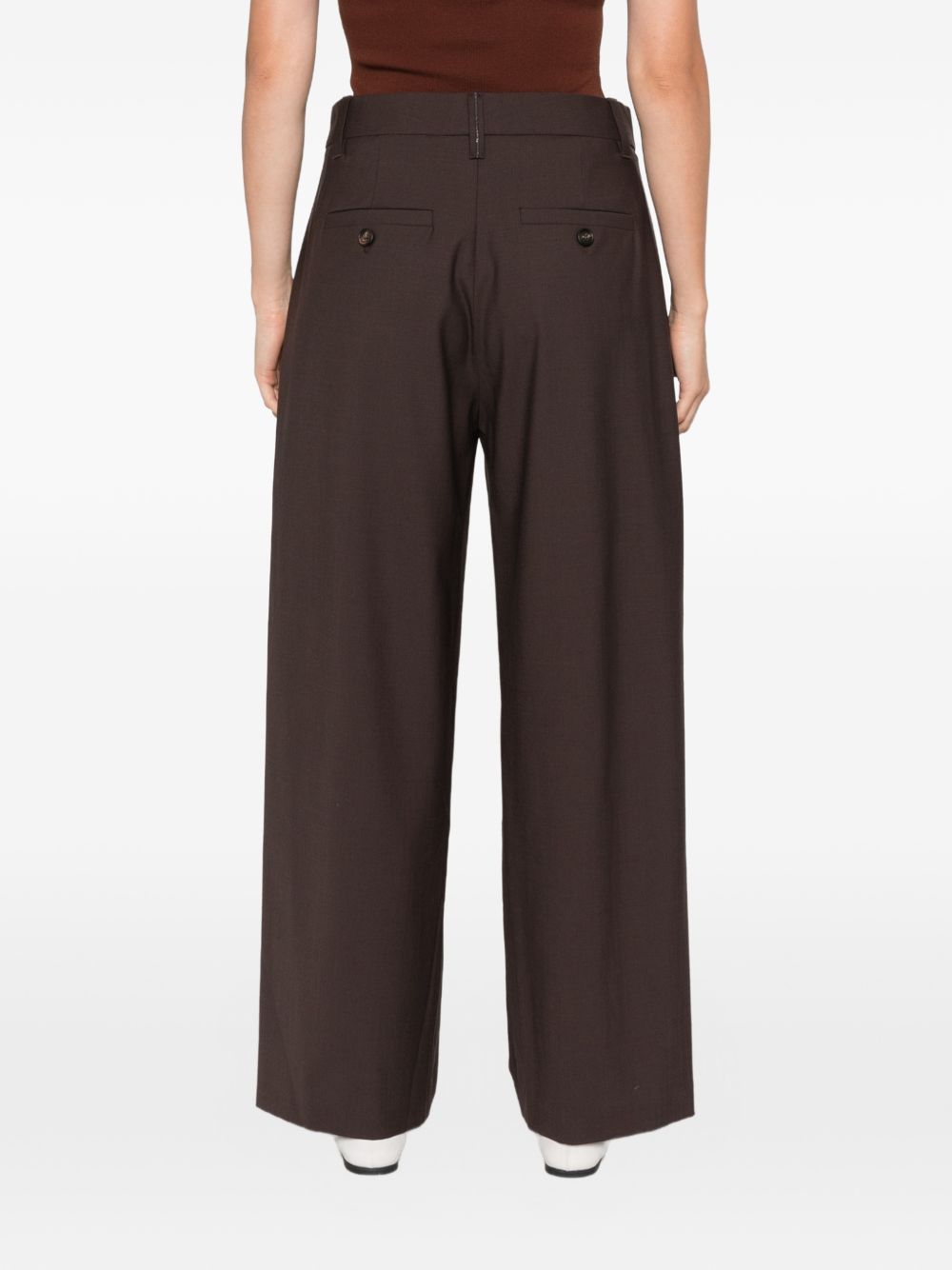 Pantaloni a gamba ampia con pieghe 