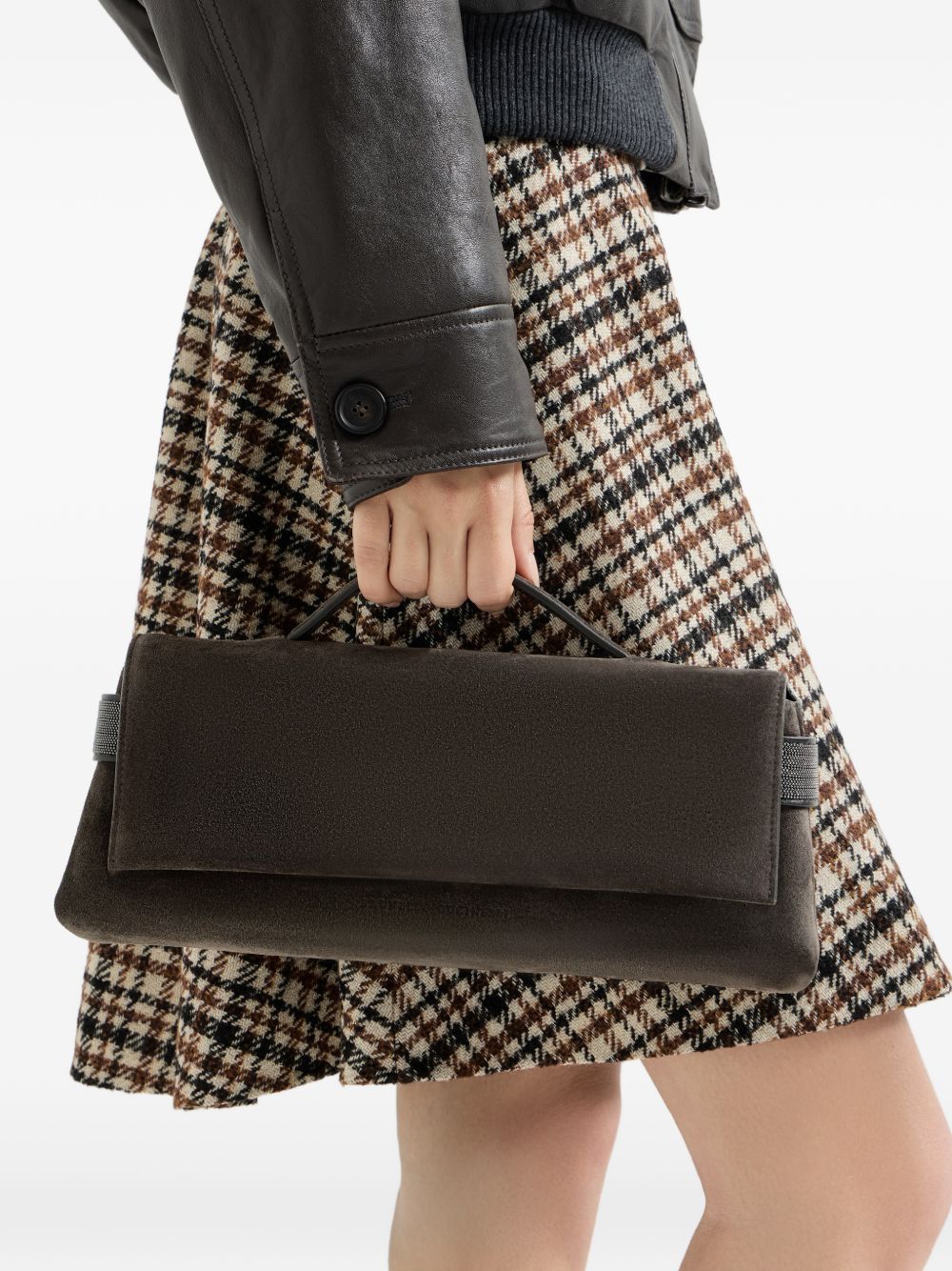 Clutch Essence in pelle scamosciata 