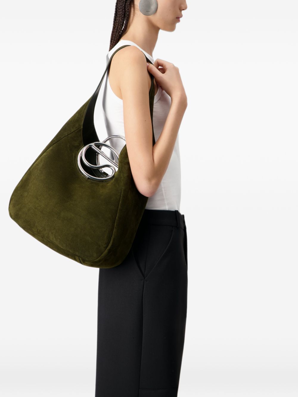 Borsa tote con placca logo 