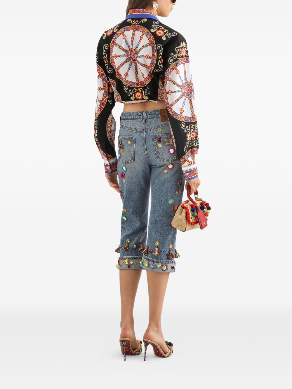 Camicia crop con stampa carretto 