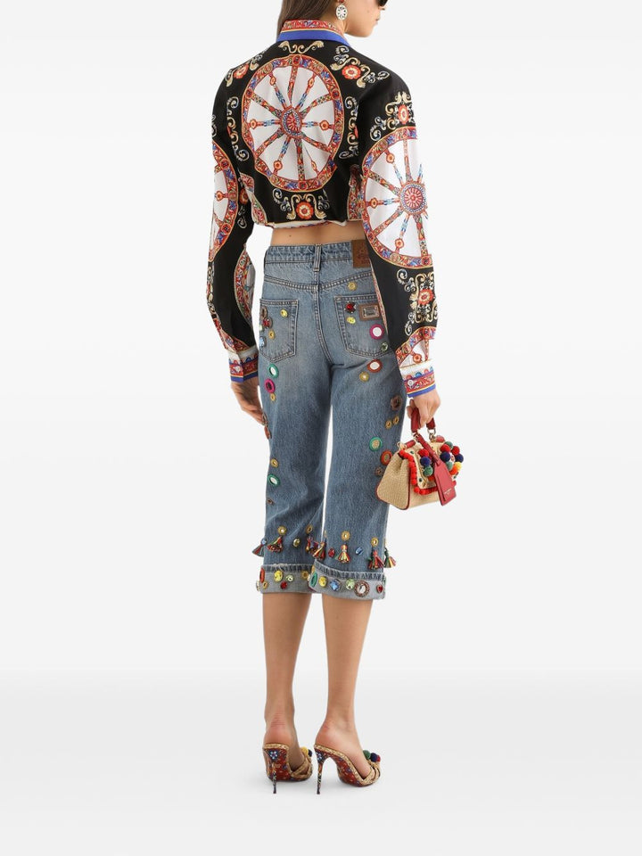 Camicia crop con stampa carretto 