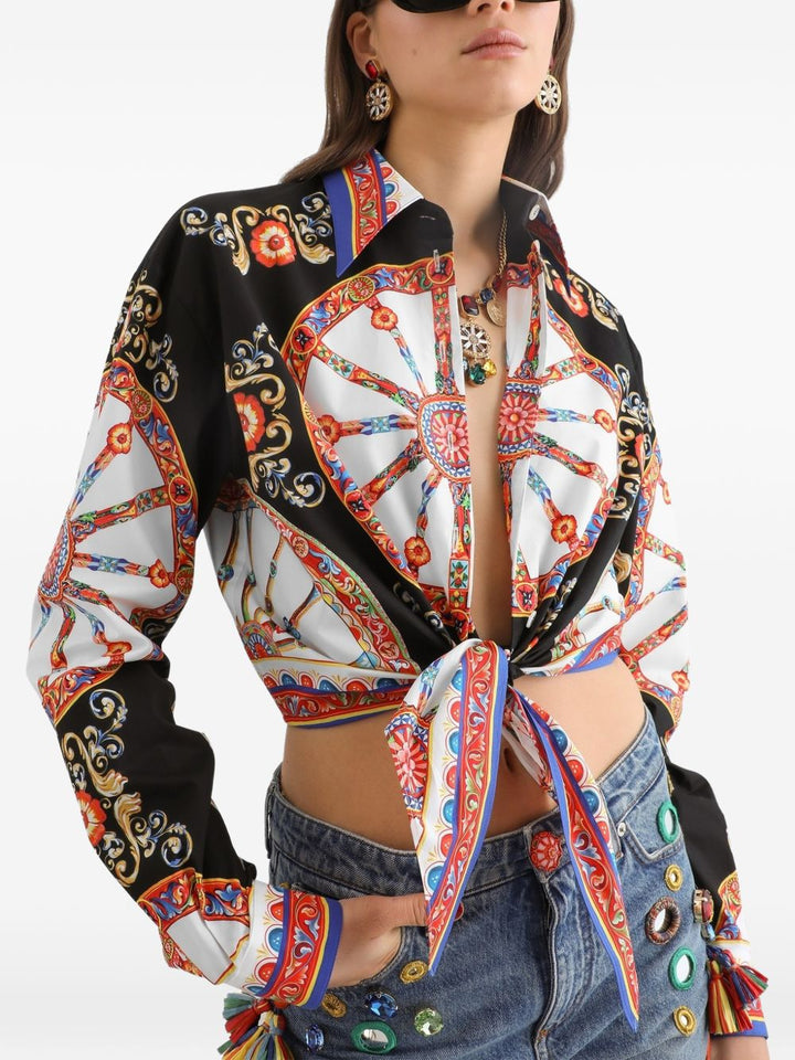 Camicia crop con stampa carretto 
