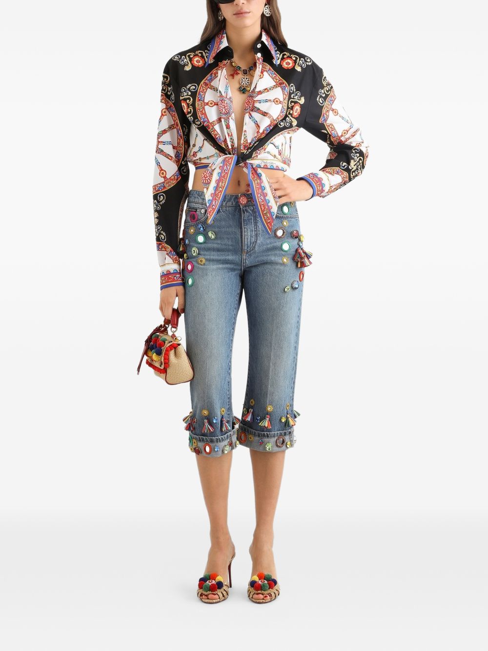 Camicia crop con stampa carretto 