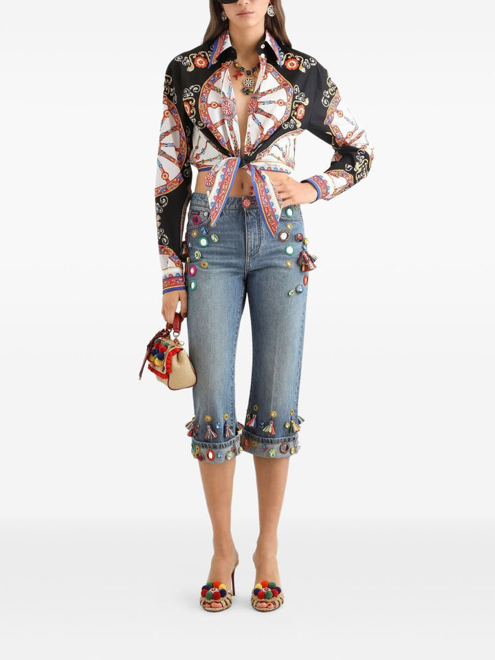 Camicia crop con stampa carretto 