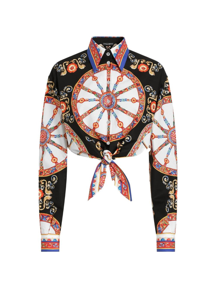 Camicia crop con stampa carretto 