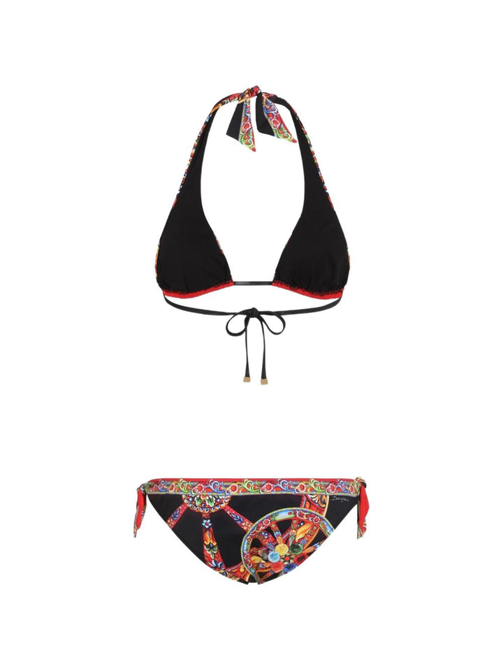Bikini triangolo con stampa carretto 