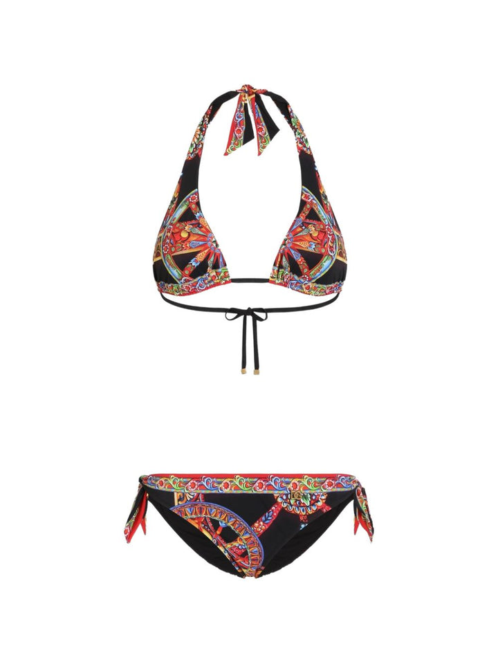 Bikini triangolo con stampa carretto 