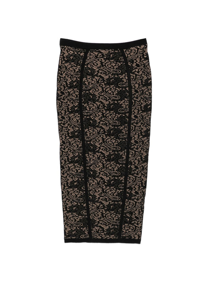 Gonna midi con logo jacquard 
