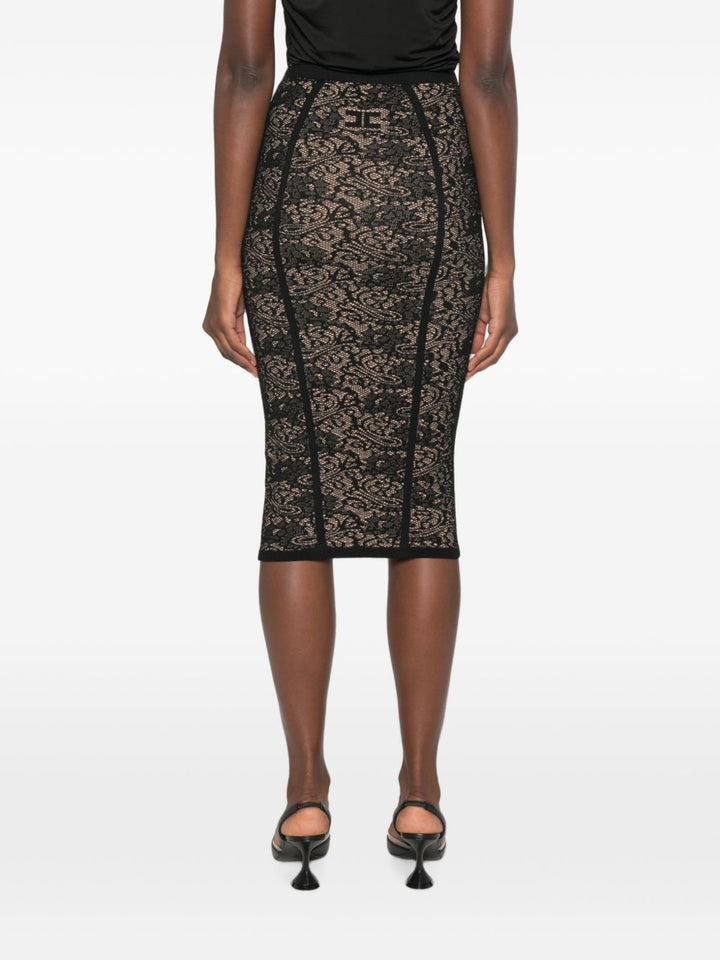 Gonna midi con logo jacquard 