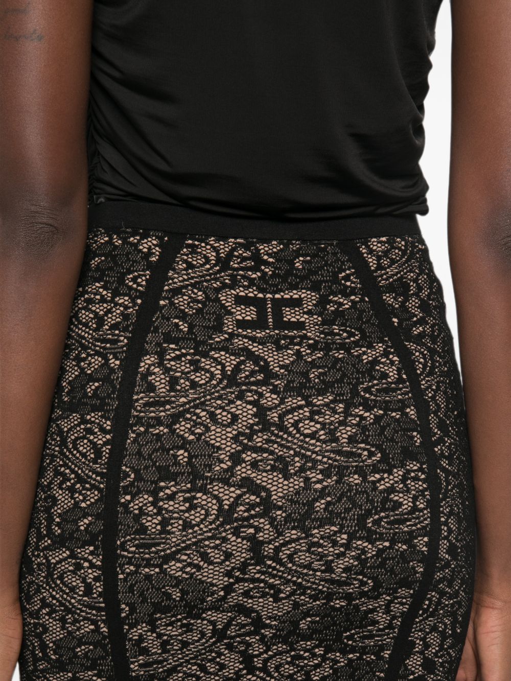 Gonna midi con logo jacquard 