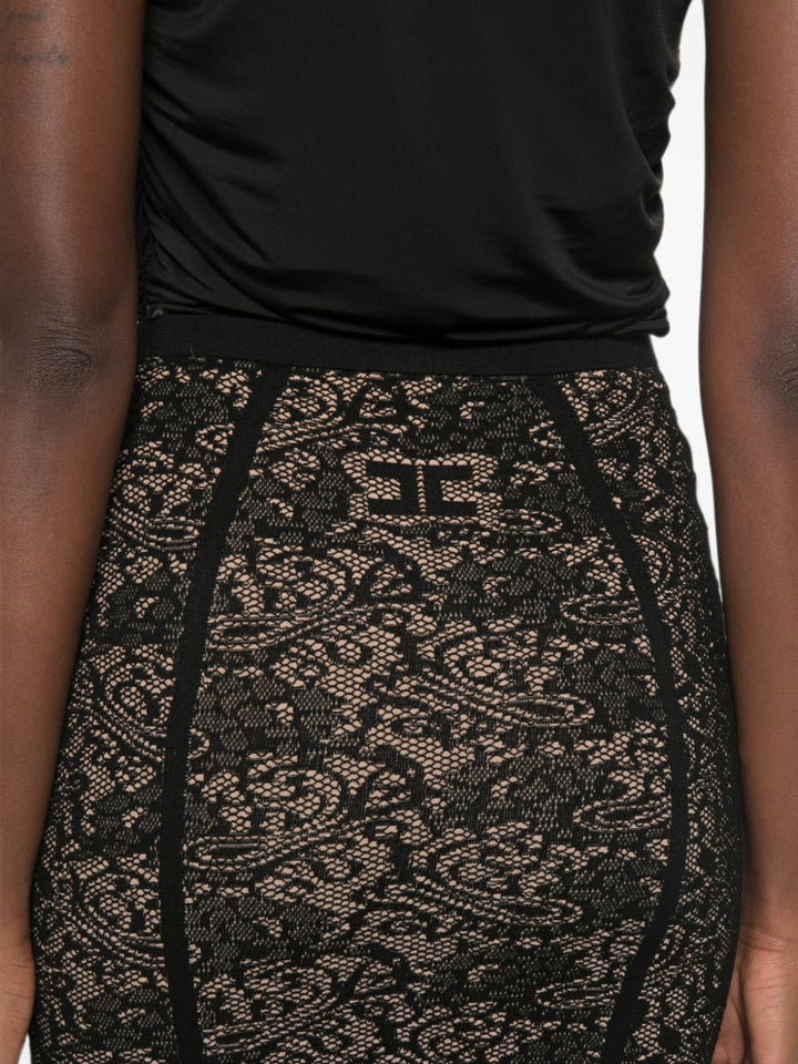 Gonna midi con logo jacquard 