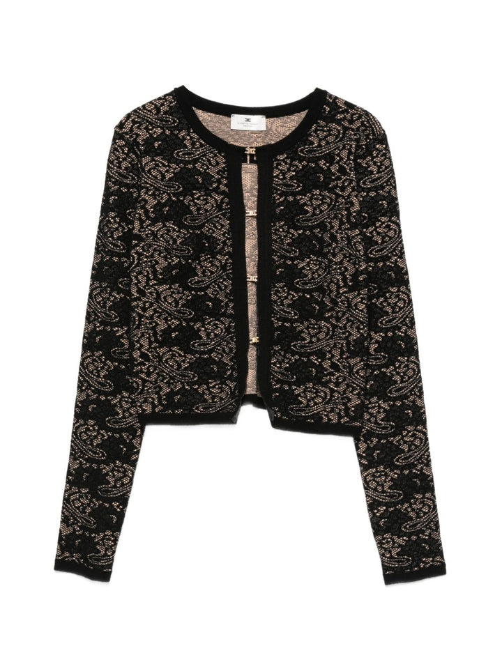 Cardigan con placca logo 