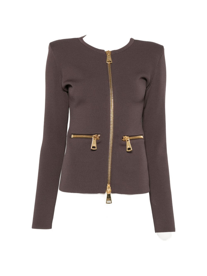Cardigan in tessuto con zip 