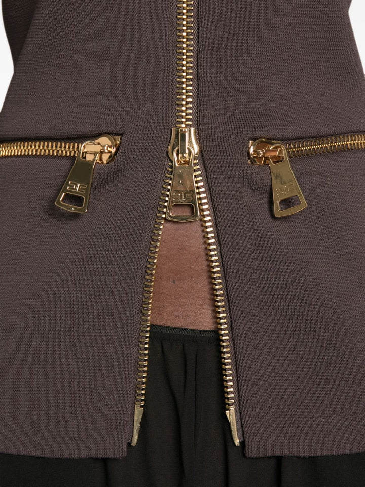 Cardigan in tessuto con zip 