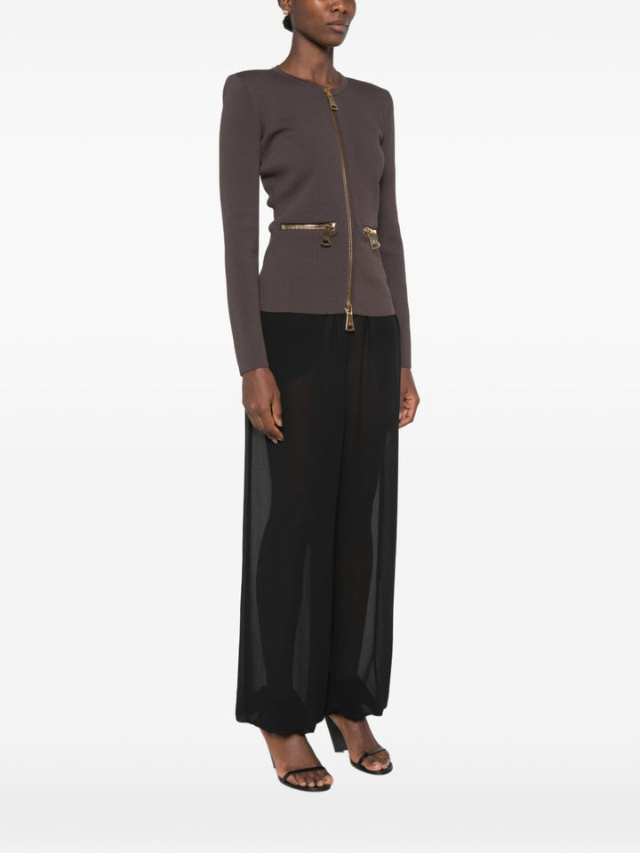 Cardigan in tessuto con zip 