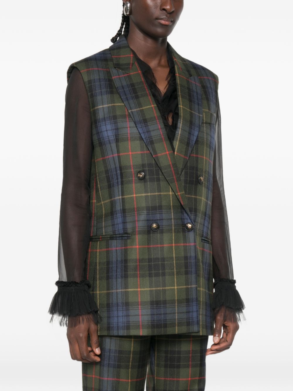 Gilet doppiopetto tartan 