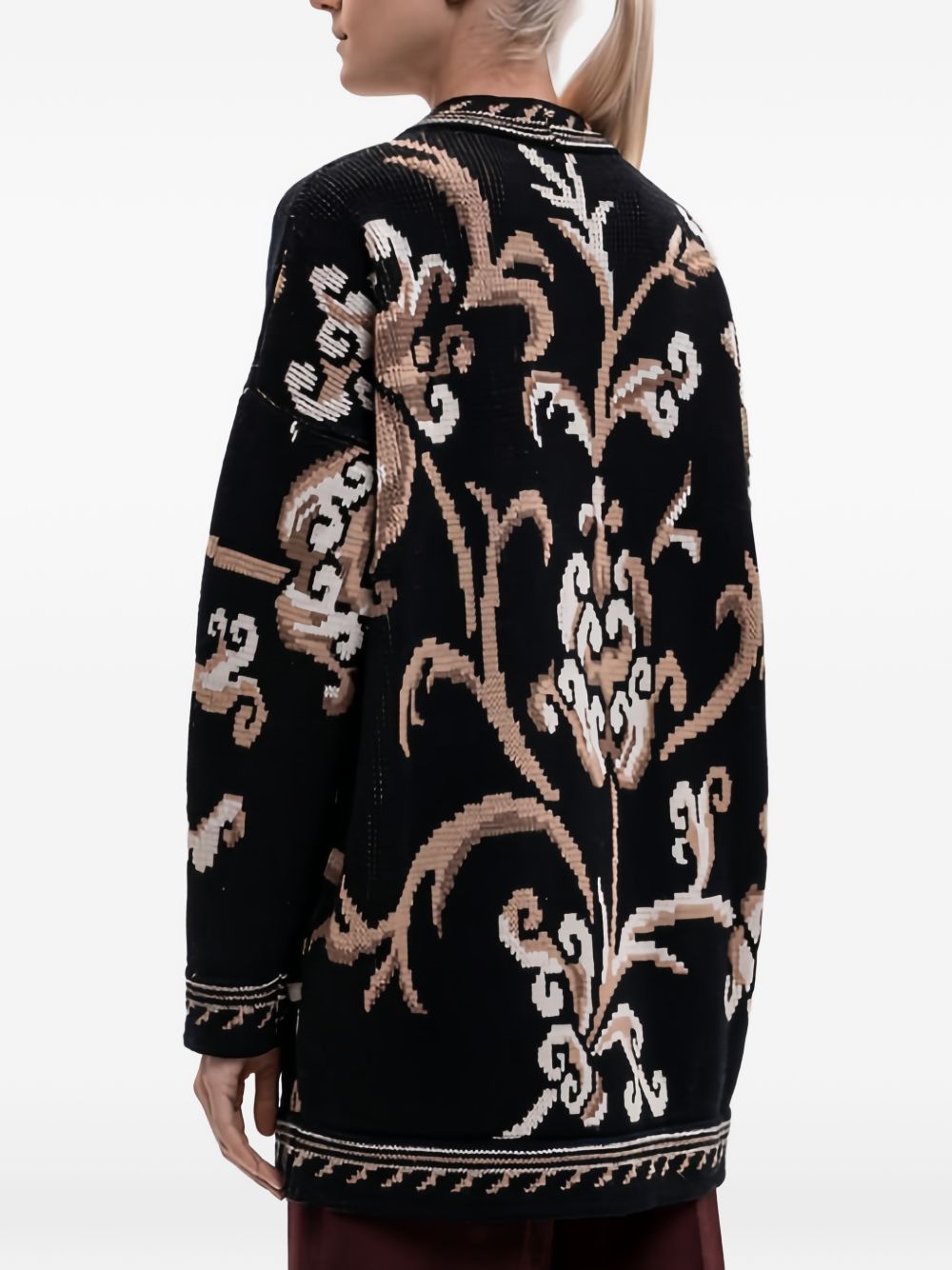 Cardigan con intarsi a fiori 