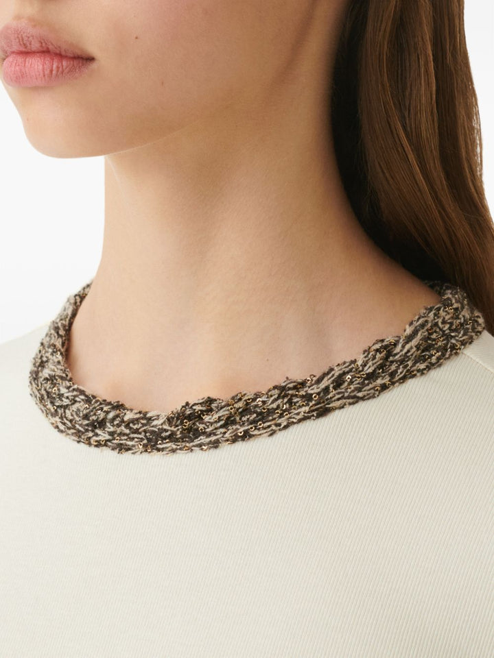 T-shirt a maniche corte con paillettes 