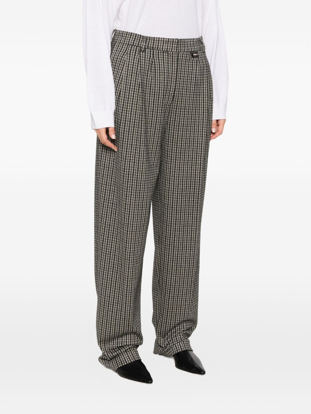 Pantaloni con motivo pied-de-poule 