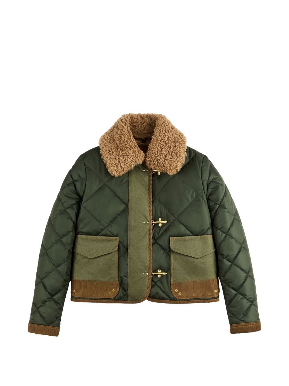Giacca trapuntata con colletto in shearling 