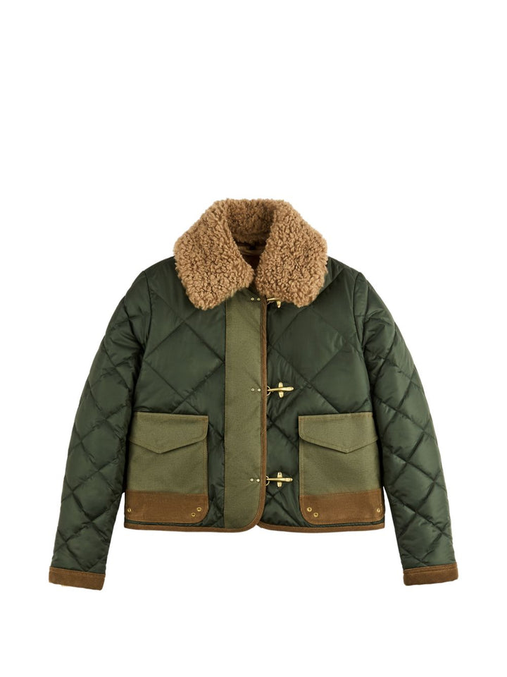 Giacca trapuntata con colletto in shearling 