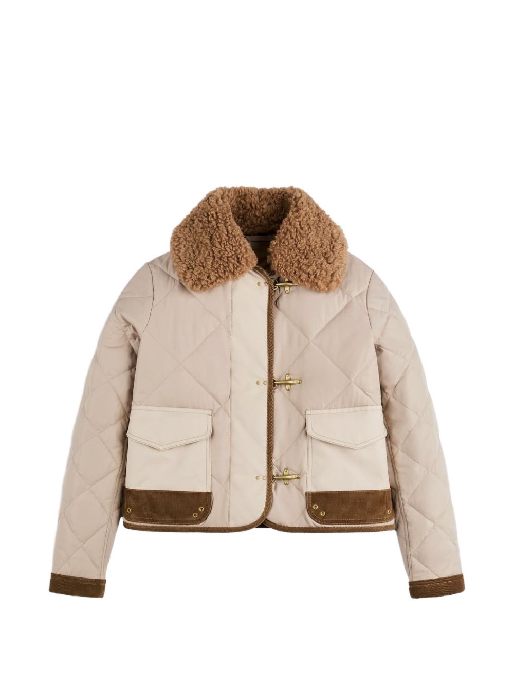 Giacca trapuntata con colletto in shearling 
