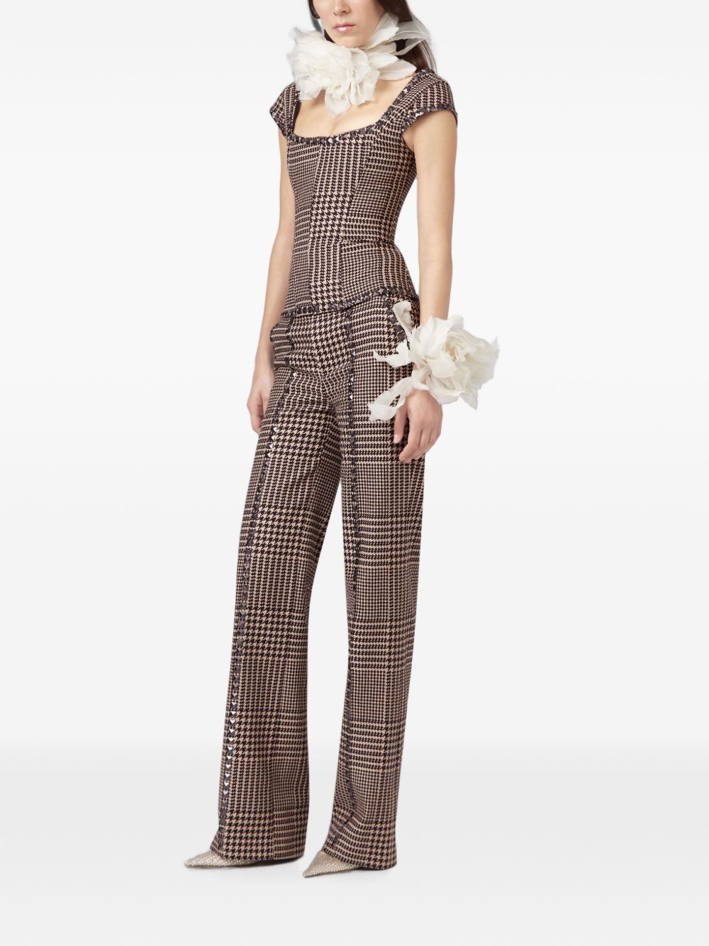 Pantaloni con motivo pied-de-poule 