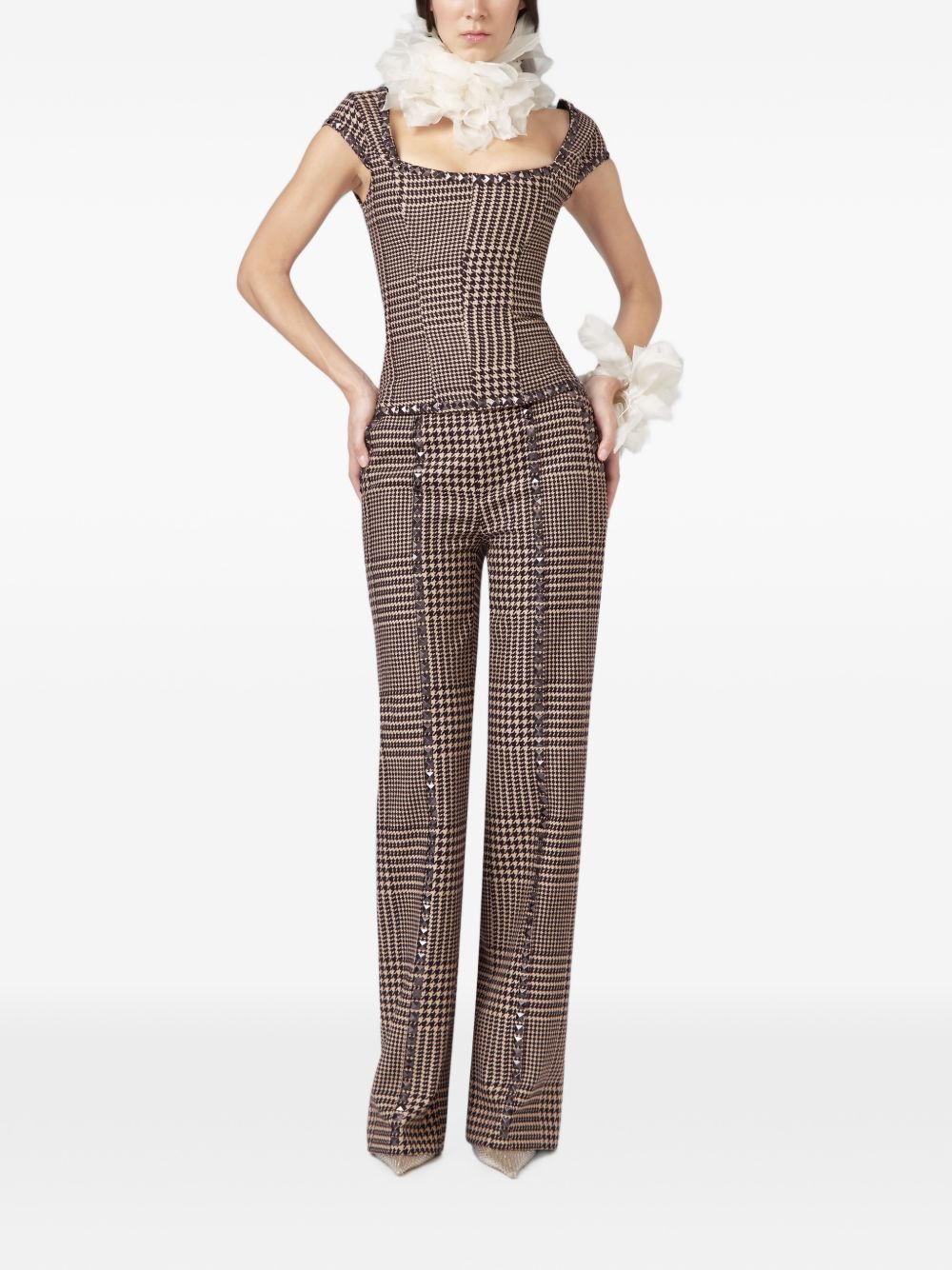 Pantaloni con motivo pied-de-poule 