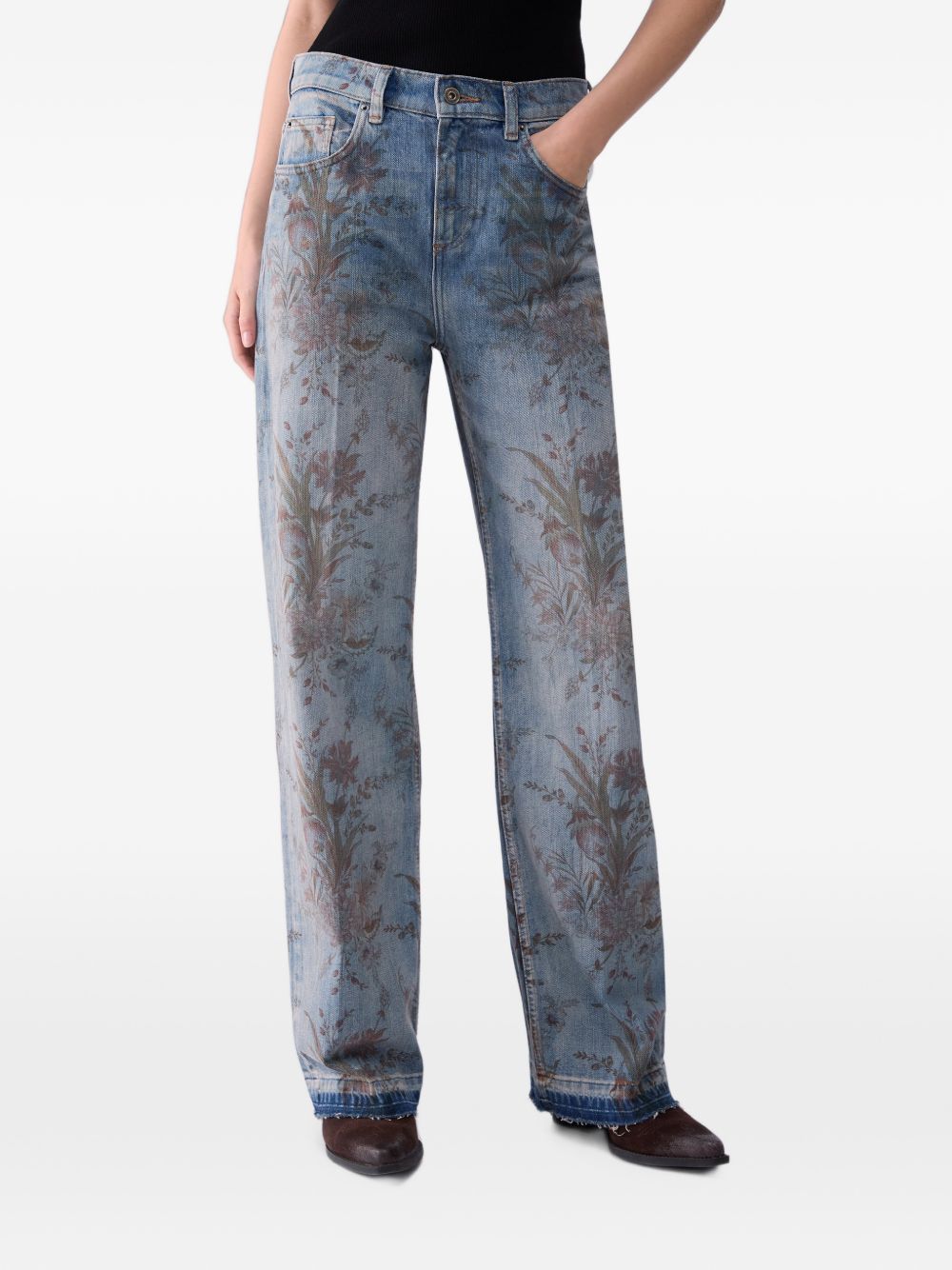 Jeans a vita alta con stampa di liu jo. 