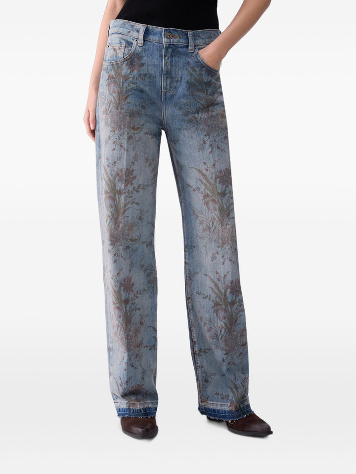 Jeans a vita alta con stampa di liu jo. 