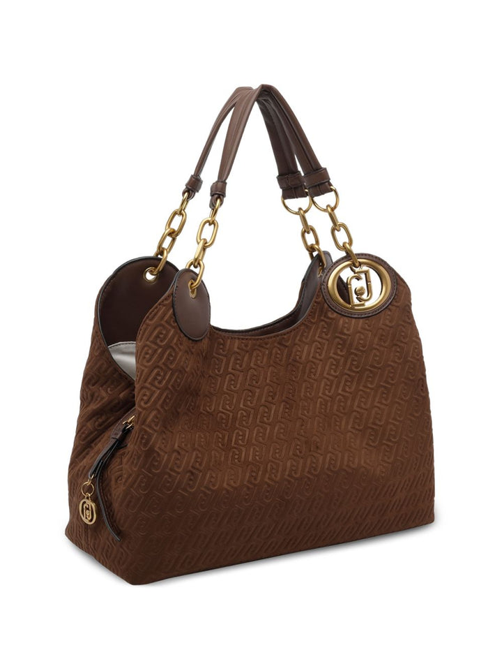 Borsa tote a catena con monogramma in rilievo 
