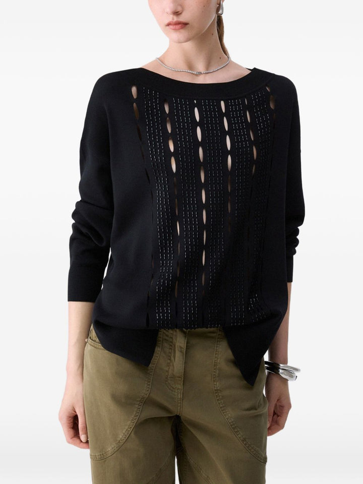 Maglione con ritagli ricamati 