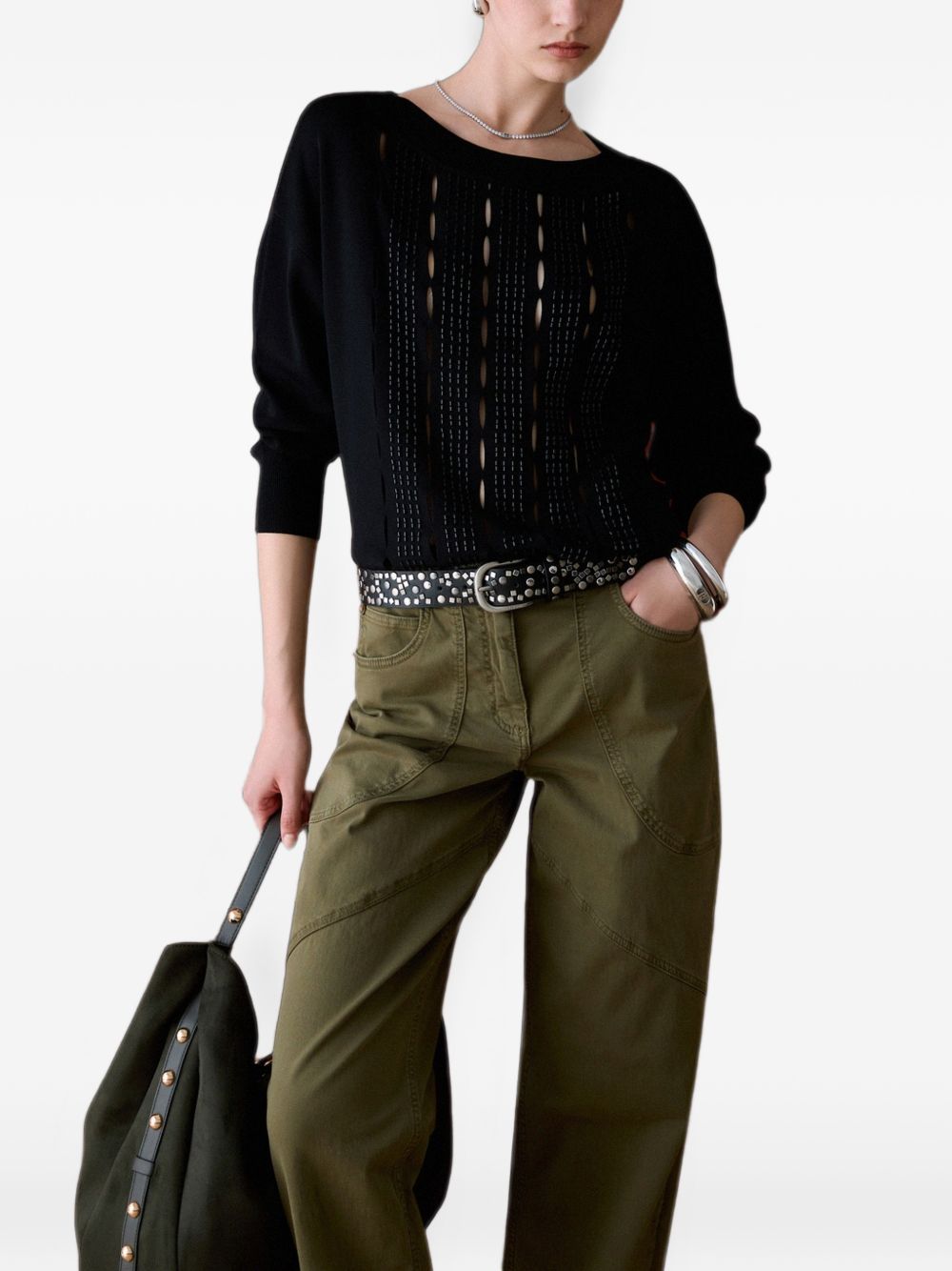 Maglione con ritagli ricamati 