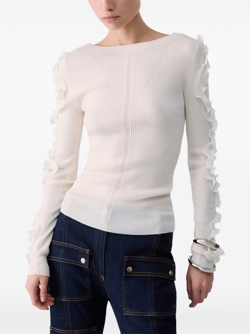 MAGLIONE TRAFORATO CON VOLANT DI LIU JO 