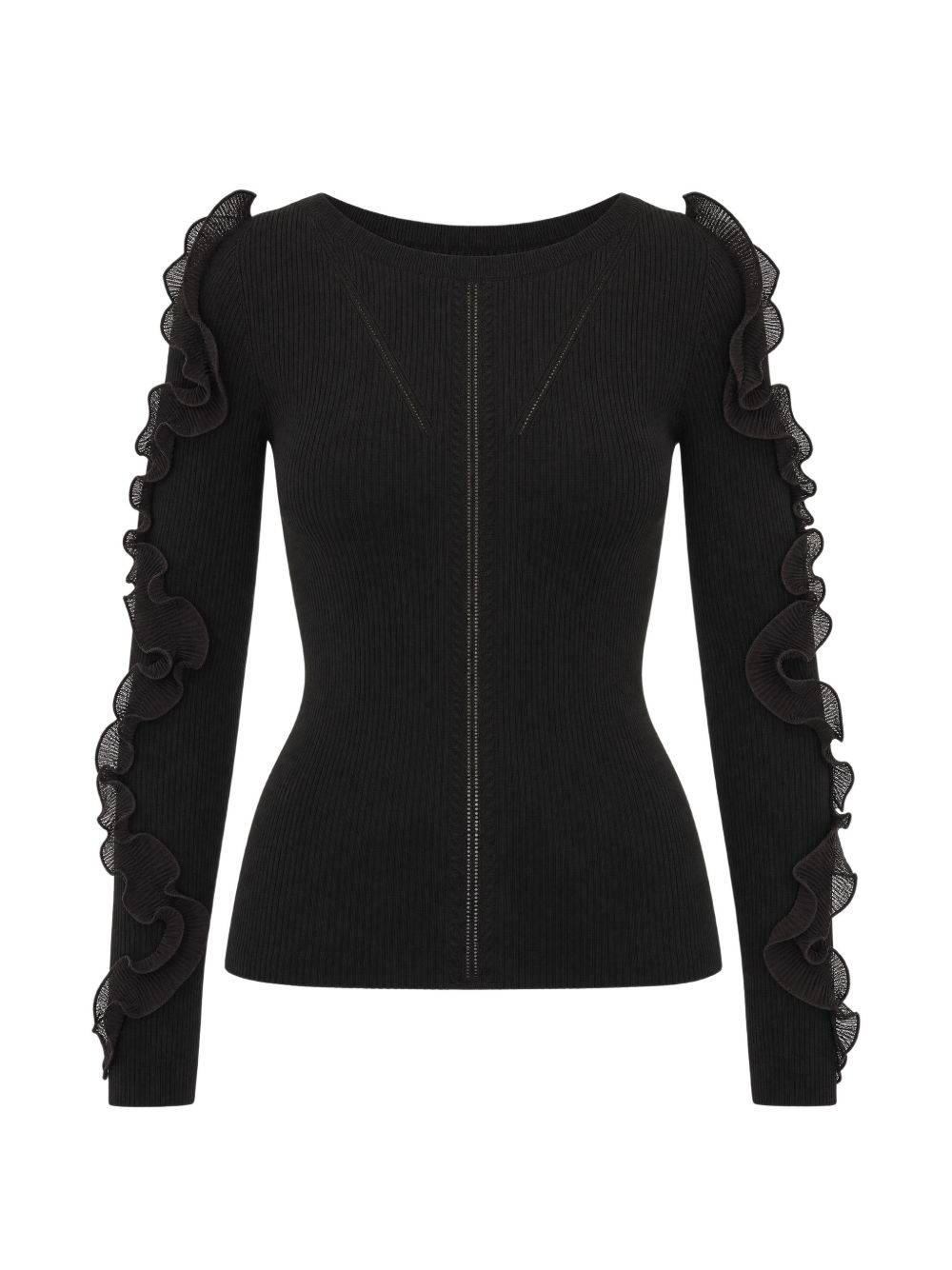 maglione traforato con volant di liu jo colore moka 