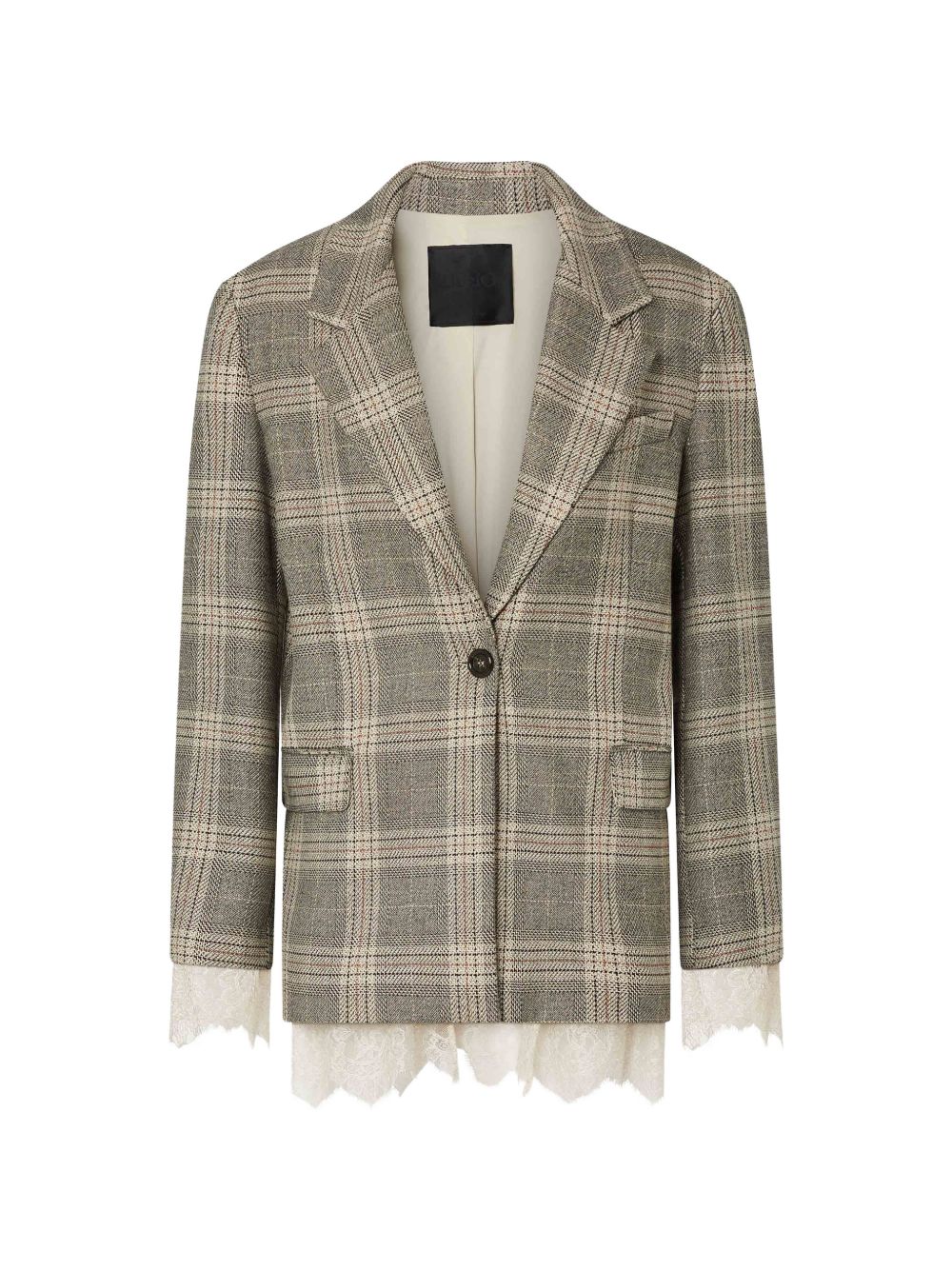 Blazer a quadri con dettagli in pizzo. 