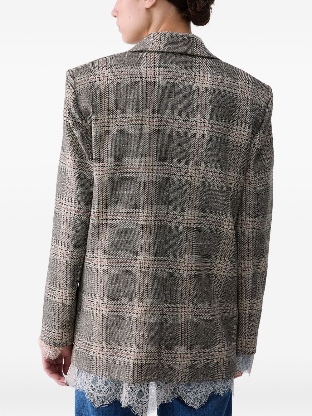 Blazer a quadri con dettagli in pizzo. 