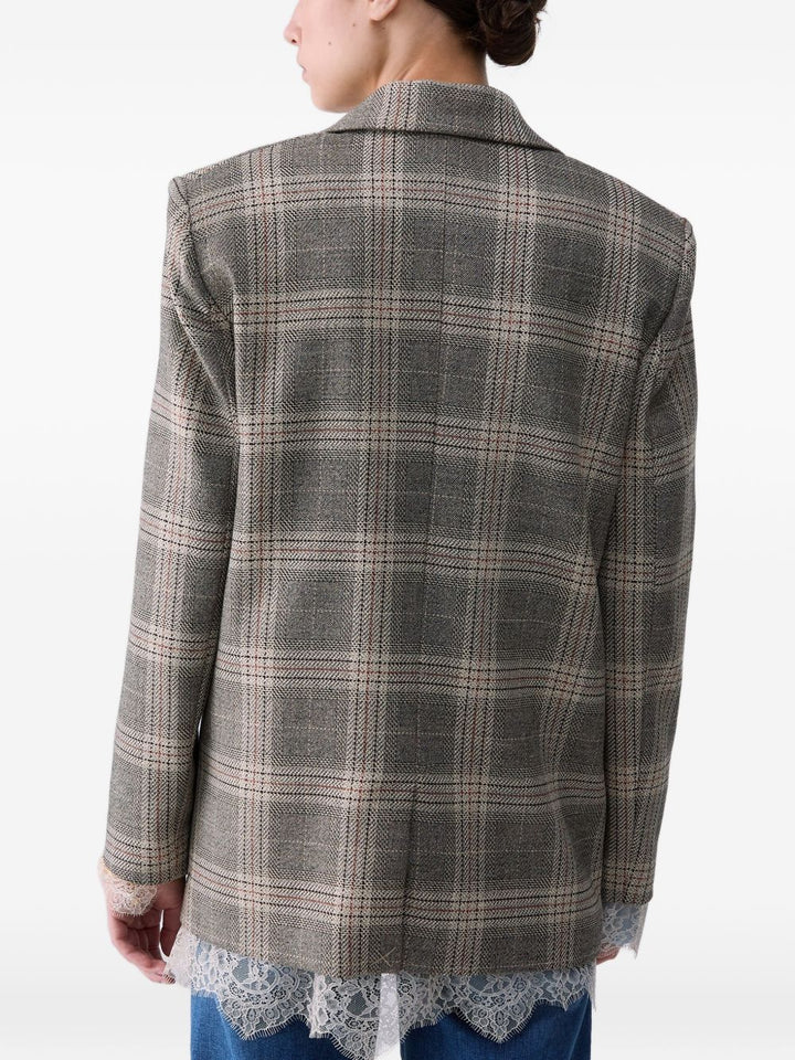 Blazer a quadri con dettagli in pizzo. 